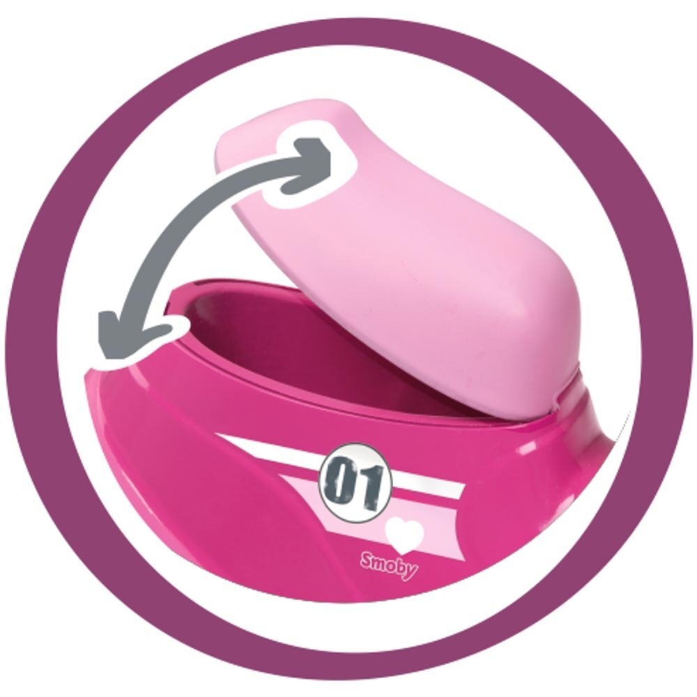SMOBY Motocicleta copii fara pedale Scooter Ride-On pink roti late din material moale compartiment de depozitare jucarii dotat cu cheie varsta recomandata 15 ani