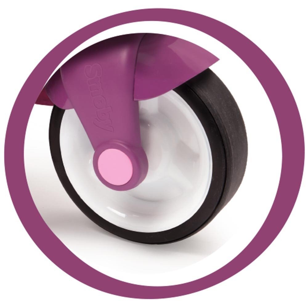 SMOBY Motocicleta copii fara pedale Scooter Ride-On pink roti late din material moale compartiment de depozitare jucarii dotat cu cheie varsta recomandata 15 ani