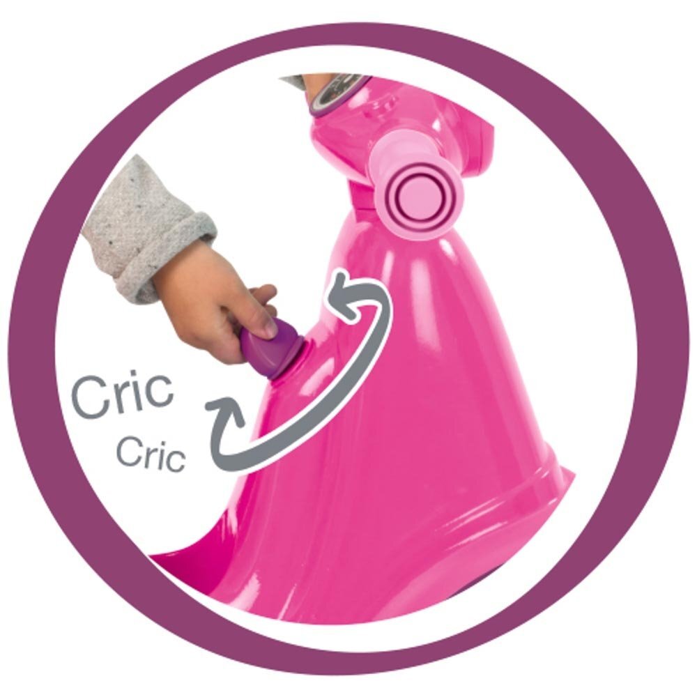 SMOBY Motocicleta copii fara pedale Scooter Ride-On pink roti late din material moale compartiment de depozitare jucarii dotat cu cheie varsta recomandata 15 ani