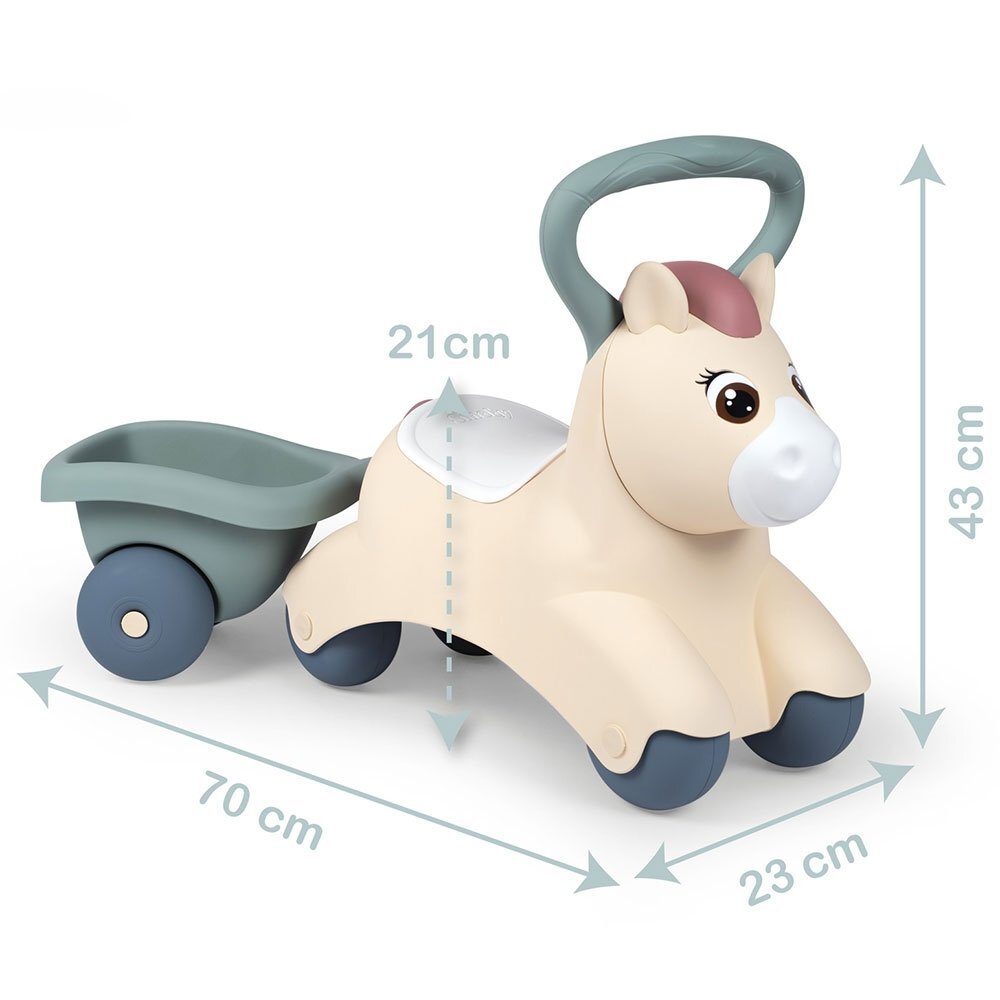 SMOBY Ride-On fara pedale pentru copii Pony de impins maner si remorca pentru transportul obiectelor mici recomandat copiilor de la 1 an