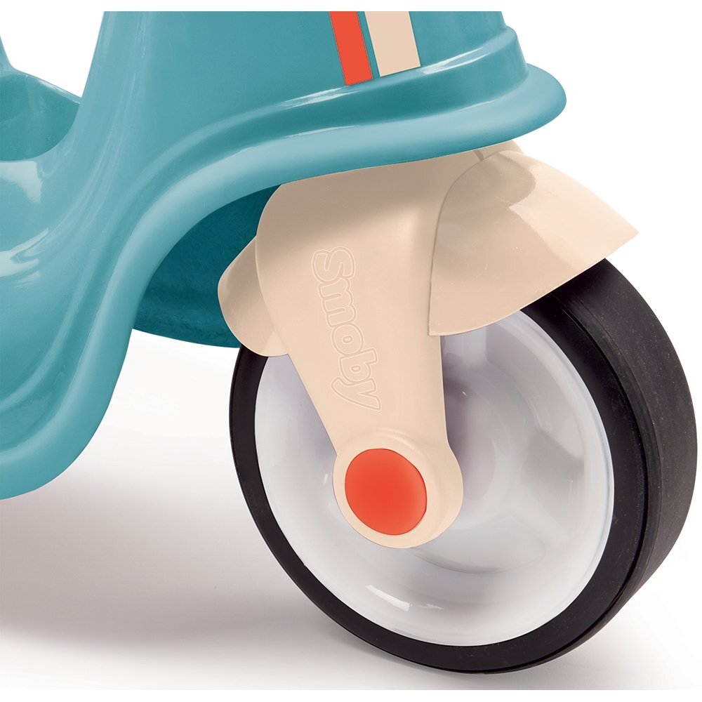 SMOBY Scuter pentru copii fara pedale Scooter Ride-On albastru dotat cu cheie ce imita pornirea reala a scuterului recomandat copiilor incepand de la 15 ani spatiu de depozitare sub sezut