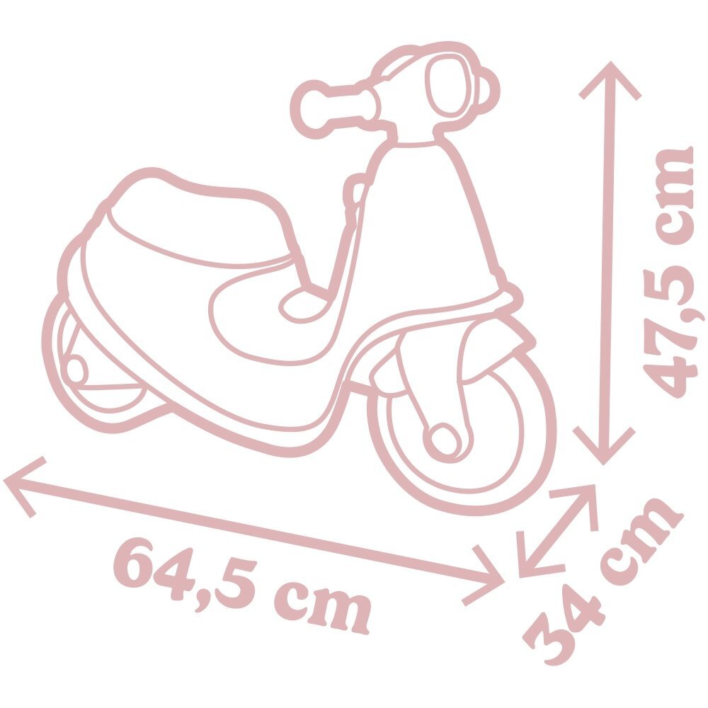 SMOBY Scuter pentru copii fara pedale Scooter Ride-On roz dotat cu cheie ce imita pornirea reala a scuterului recomandat copiilor incepand de la 15 ani spatiu de depozitare sub sezut