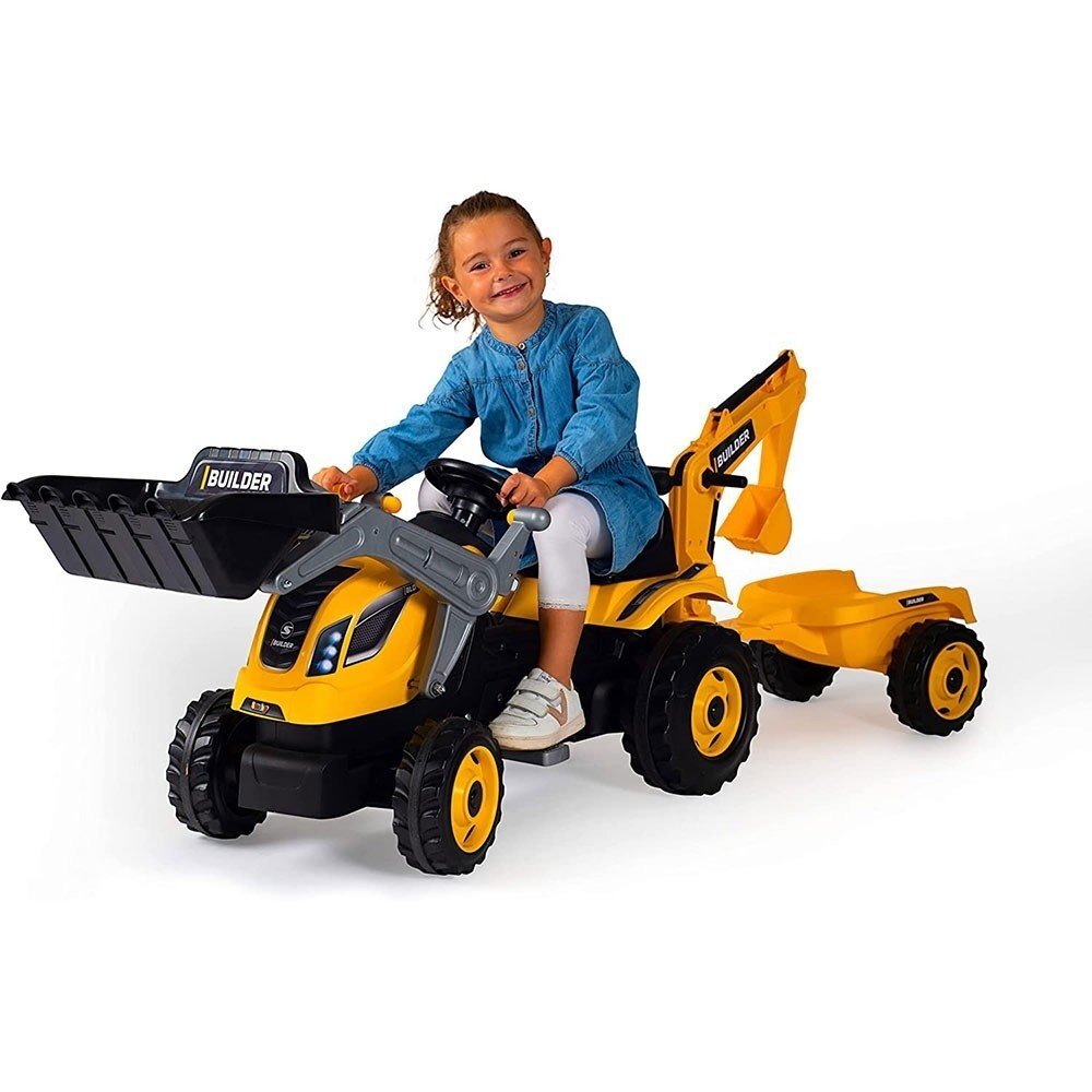 SMOBY Tractor cu pedale si remorca Builder Max galben