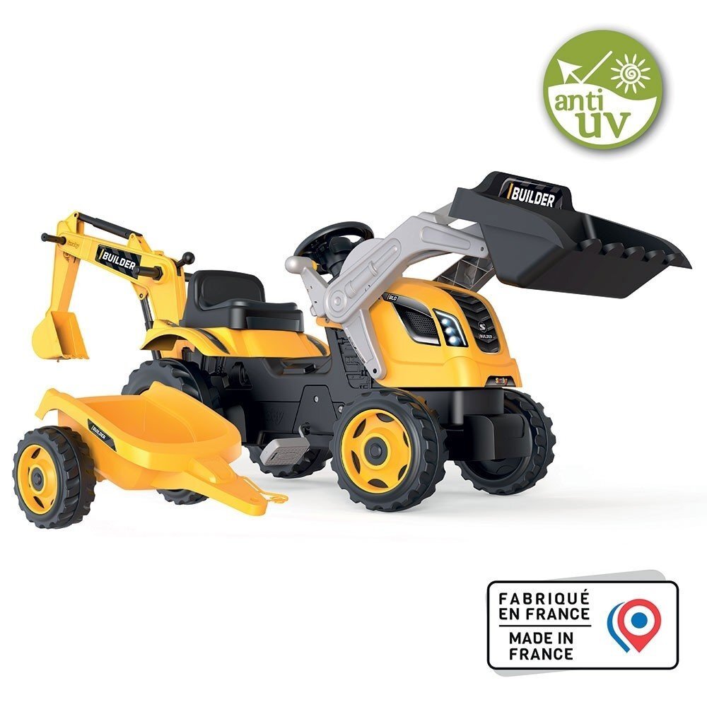 SMOBY Tractor cu pedale si remorca Builder Max galben