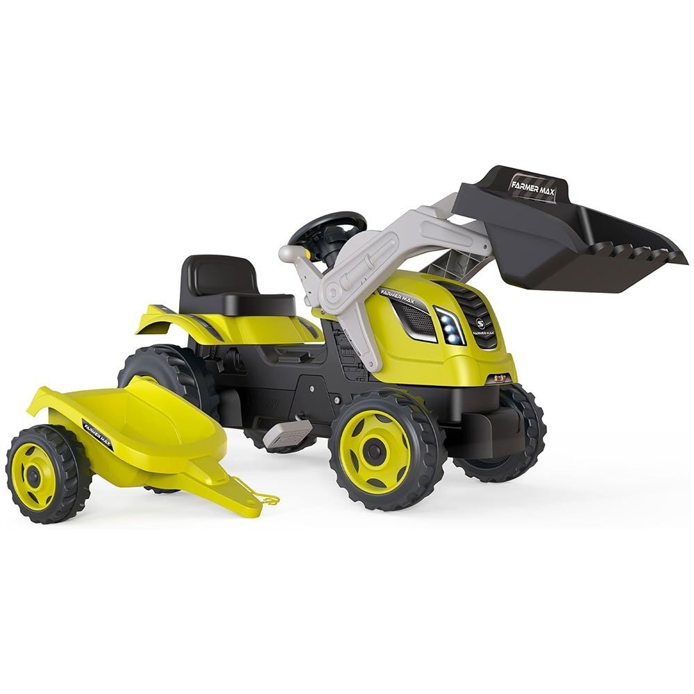 SMOBY Tractor cu pedale si remorca Farmer Max verde cu negru