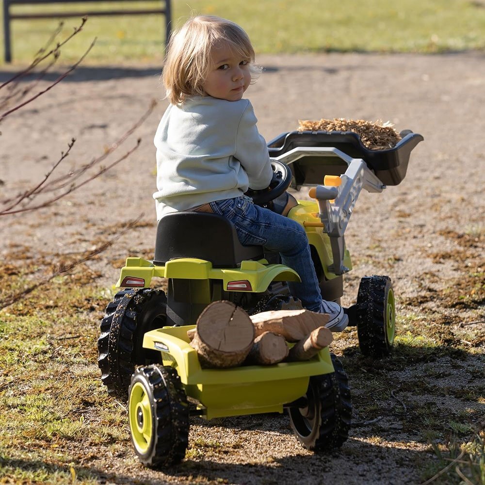 SMOBY Tractor cu pedale si remorca Farmer Max verde cu negru