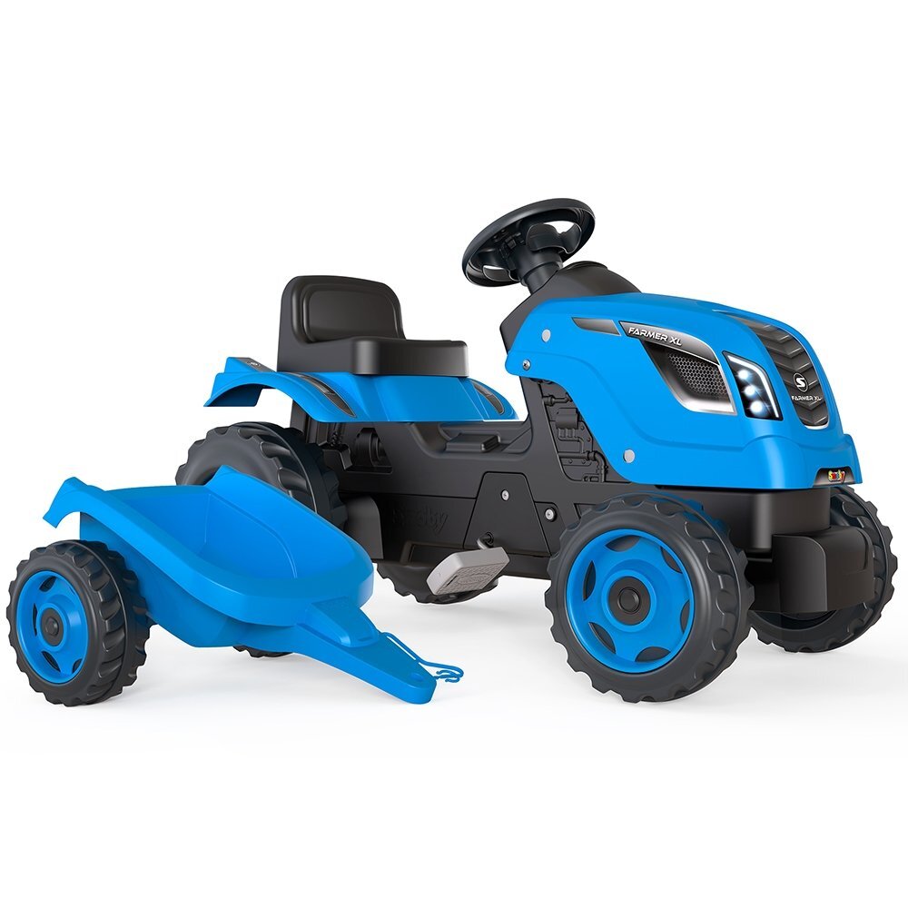 SMOBY Tractor cu pedale si remorca Farmer XL albastru