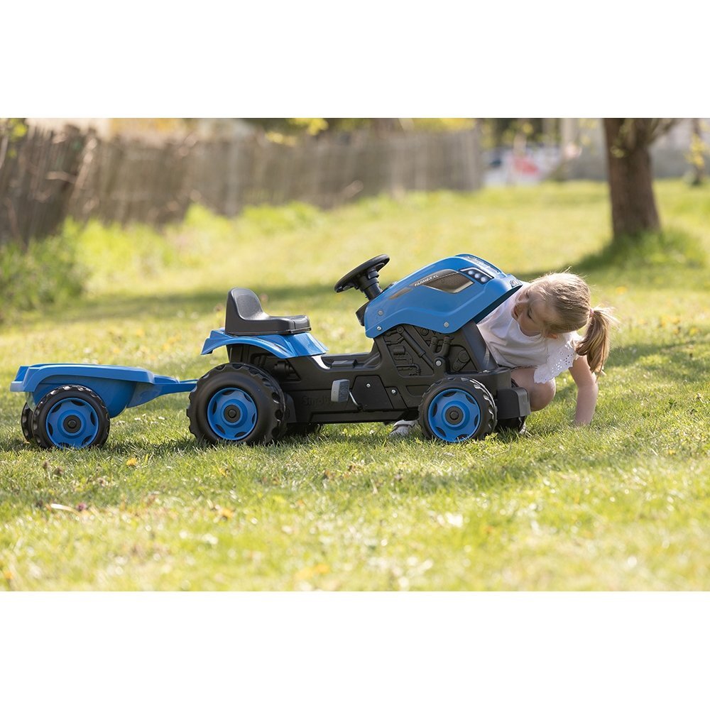 SMOBY Tractor cu pedale si remorca Farmer XL albastru