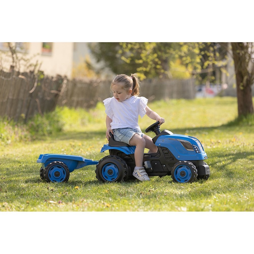SMOBY Tractor cu pedale si remorca Farmer XL albastru