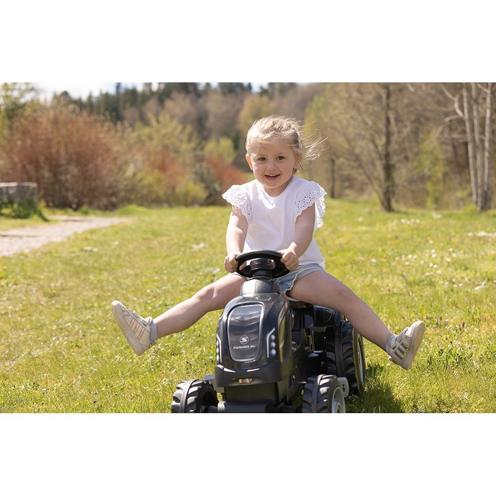 SMOBY Tractor cu pedale si remorca Farmer XL negru