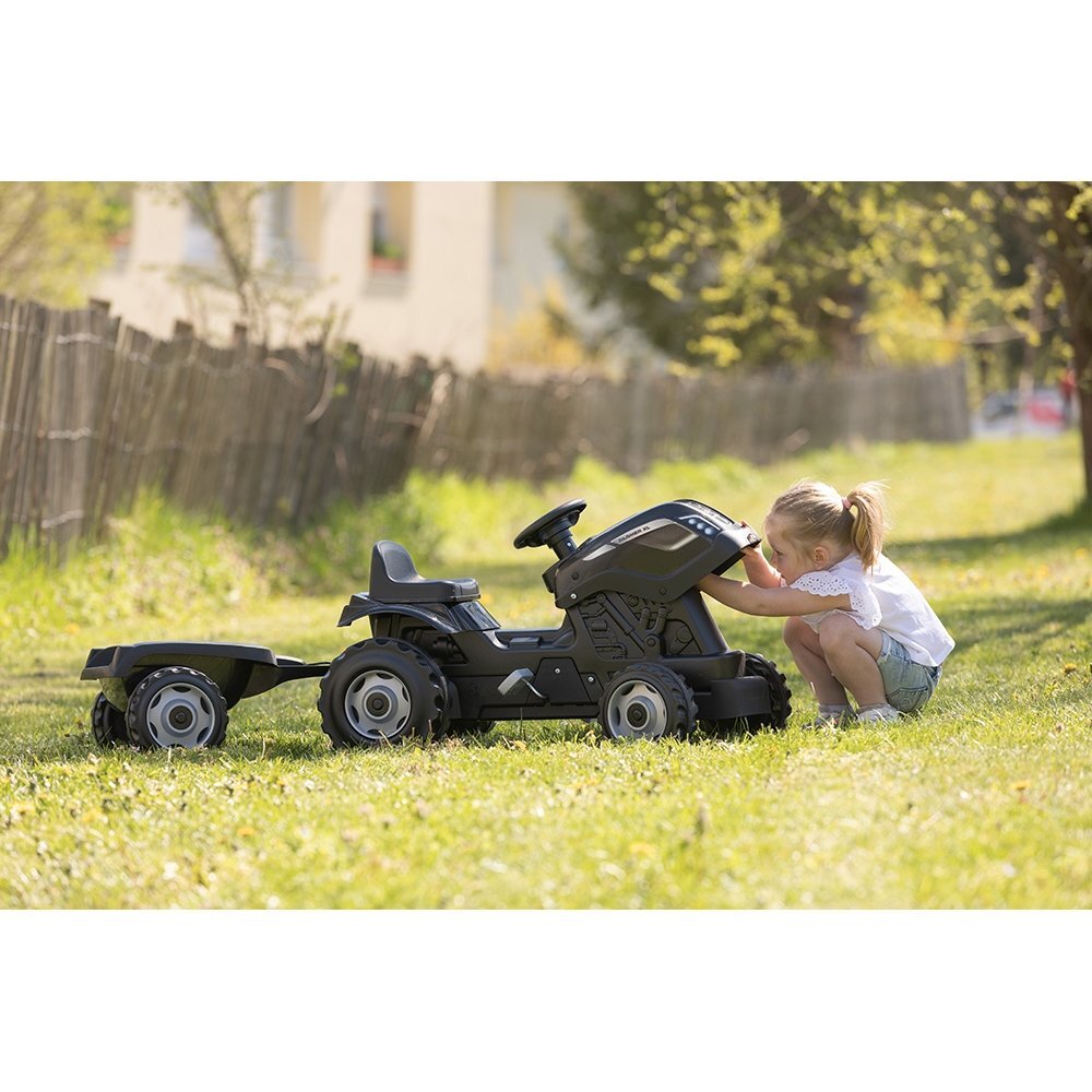 SMOBY Tractor cu pedale si remorca Farmer XL negru