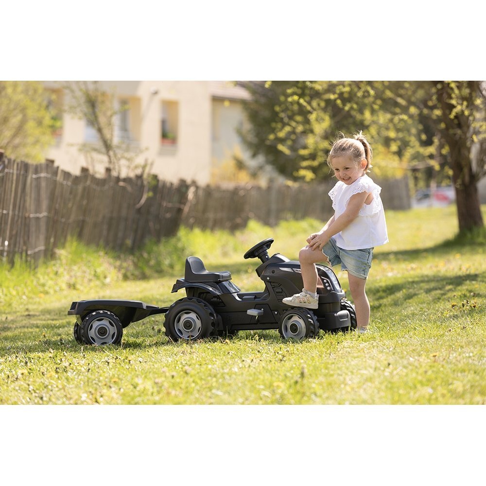 SMOBY Tractor cu pedale si remorca Farmer XL negru