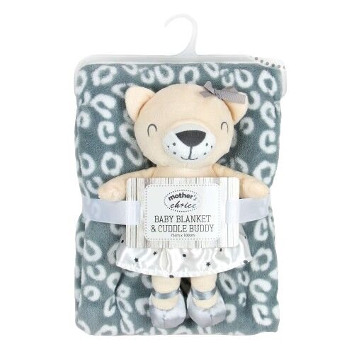 Snuggle Baby Set cadou bebelusi cu paturica si jucarie de plus ursulet gri