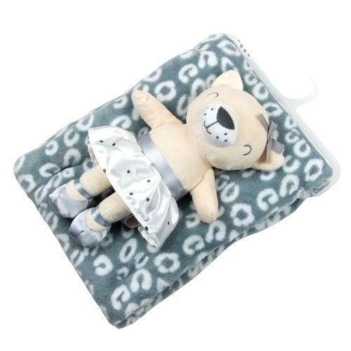 Snuggle Baby Set cadou bebelusi cu paturica si jucarie de plus ursulet gri