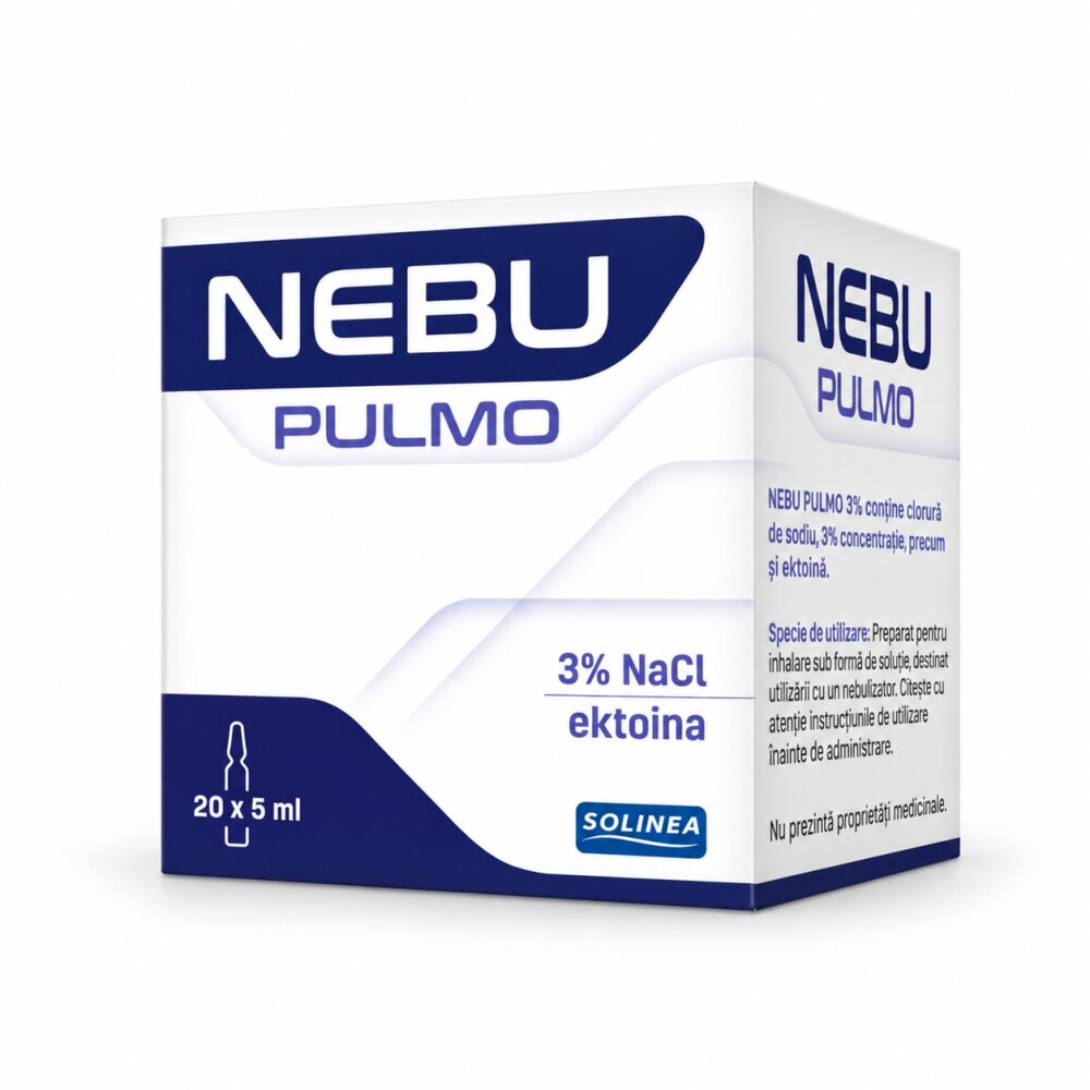 Solinea Solutie pentru inhalare Nebu Pulmo NaCl 3 cu ectoina 20 fiole fara conservanti dispozitiv medical