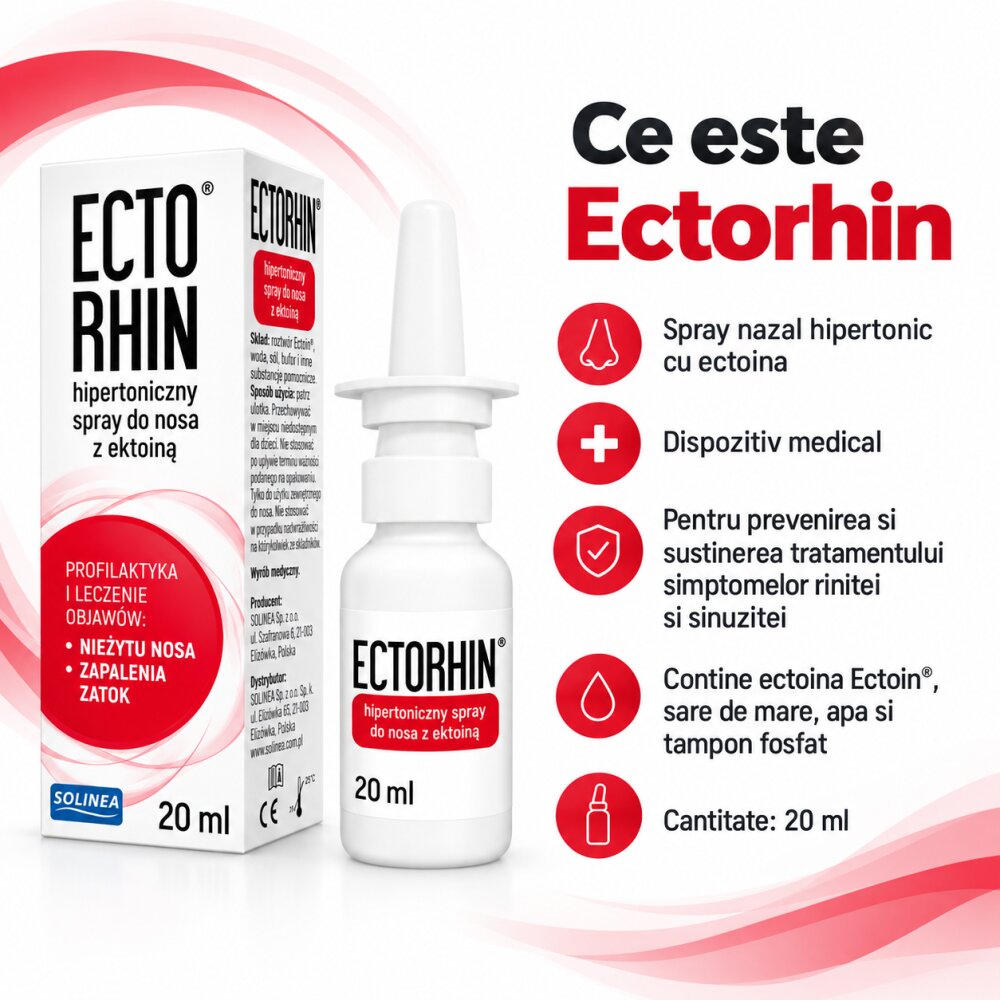 Solinea Spray nazal hipertonic Ectorhin cu ectoina pentru rinita si sinuzita 20 ml