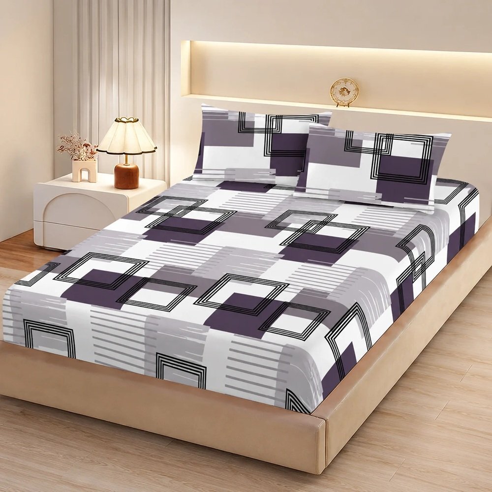 Somnart Cearceaf de pat din finet cu 2 fete de perna pentru saltea de 160 x 200 cm Urban Blocks