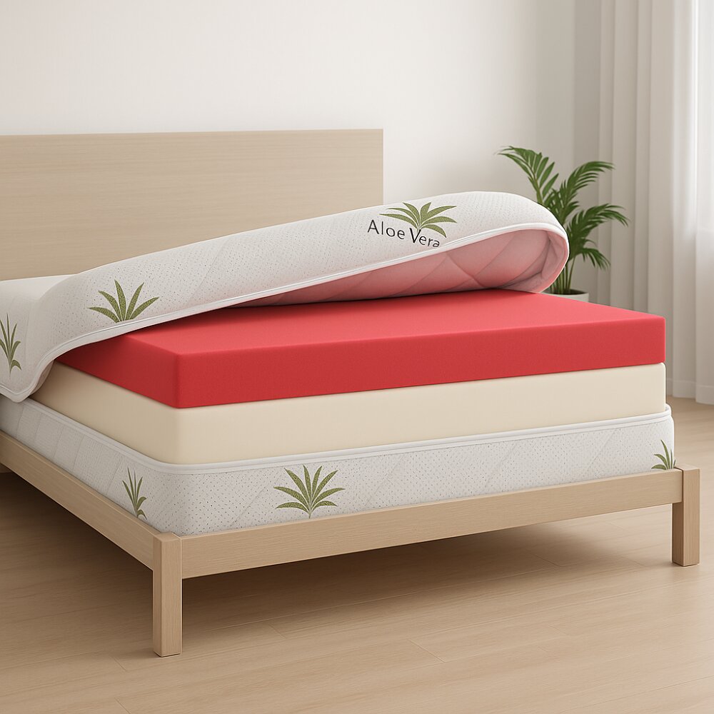 Somnart Husa pentru saltea Aloe Vera matlasata lavabila cu fermoar 4 laturi 160 x 200 x 20 cm