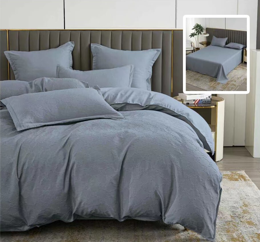Somnart Lenjerie de pat cu 6 piese Natur Uni Baroque cu cearceaf pat clasic cearceaf pilota 200 x 230 cm 2 fete perna 50 x 70 cm si 2 fete perna 70 x 70 cm antracit