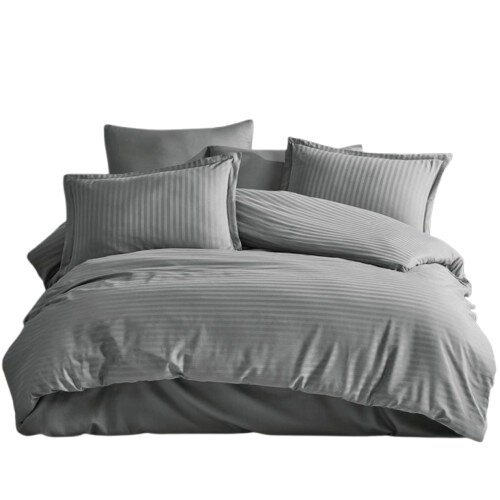 Somnart Lenjerie de pat din bumbac damasc cu 3 piese 160 x 240 cm gri