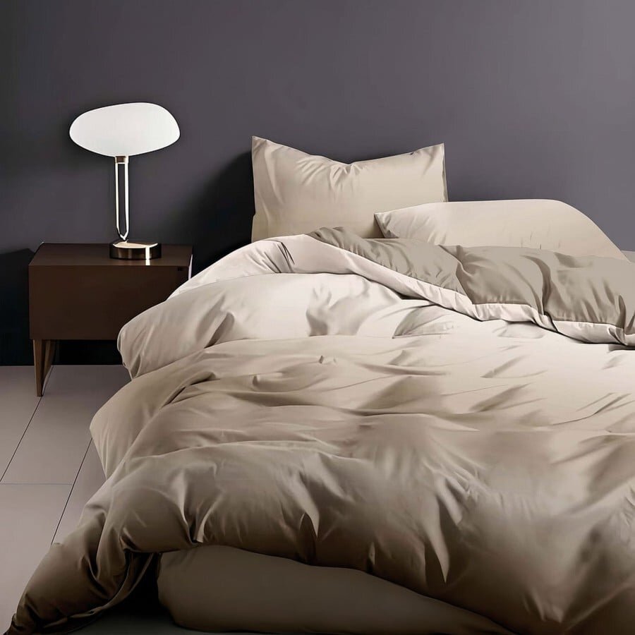 Somnart Lenjerie de pat din finet 4 piese Enjoy Life cearceaf de pat clasic 230 x 220 cm Champagne Silk