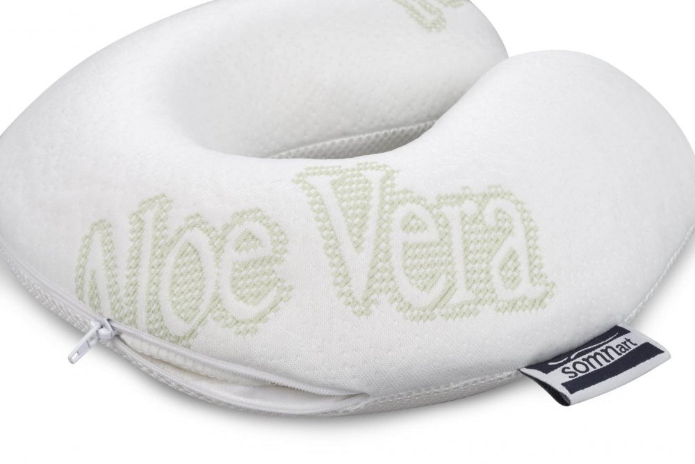 Somnart Perna de calatorie Memory Aloe Vera cu spuma de memorie si husa detasabila
