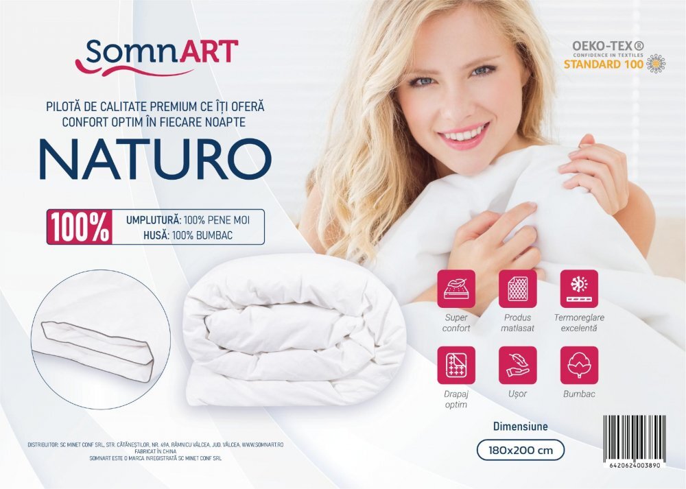Somnart Pilota cu pene Naturo tesatura bumbac 180 x 200 cm