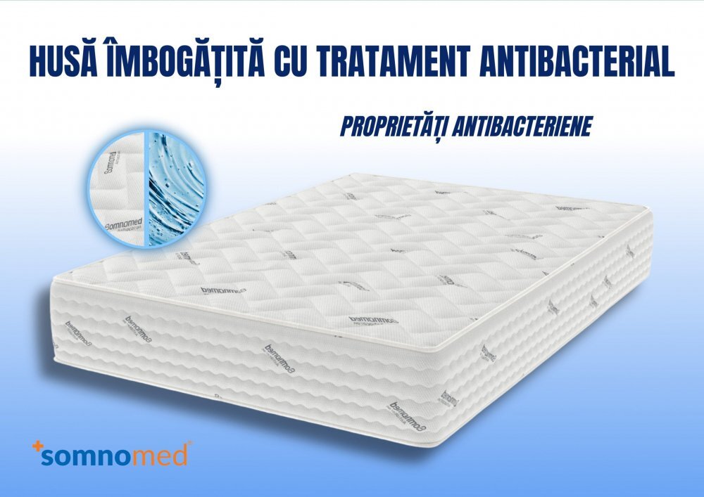 Somnart Saltea cu arcuri Pocket Somnomed Comfort Fit 200x200x30 cm spuma cu memorie si husa tratament antiacarieni