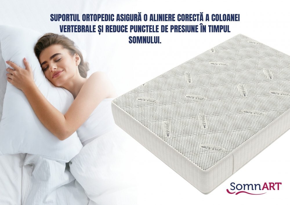 Somnart Saltea cu memorie Silver Relax 200 x 200 x 24 cm cu husa tricot silver