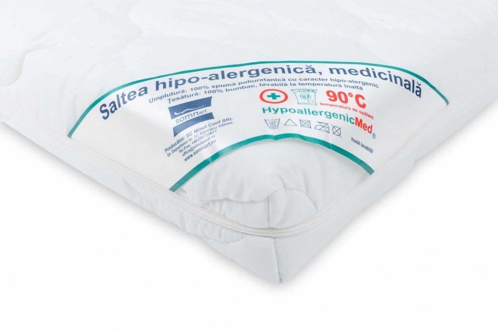 Somnart Saltea cu spuma poliuretanica Hypoallergenicmed 80x160x10 cm husa din bumbac