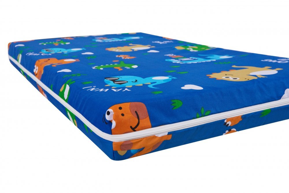 Somnart Saltea cu spuma poliuretanica Ortopedica 70x140x10 cm husa impermeabila model dinozauri