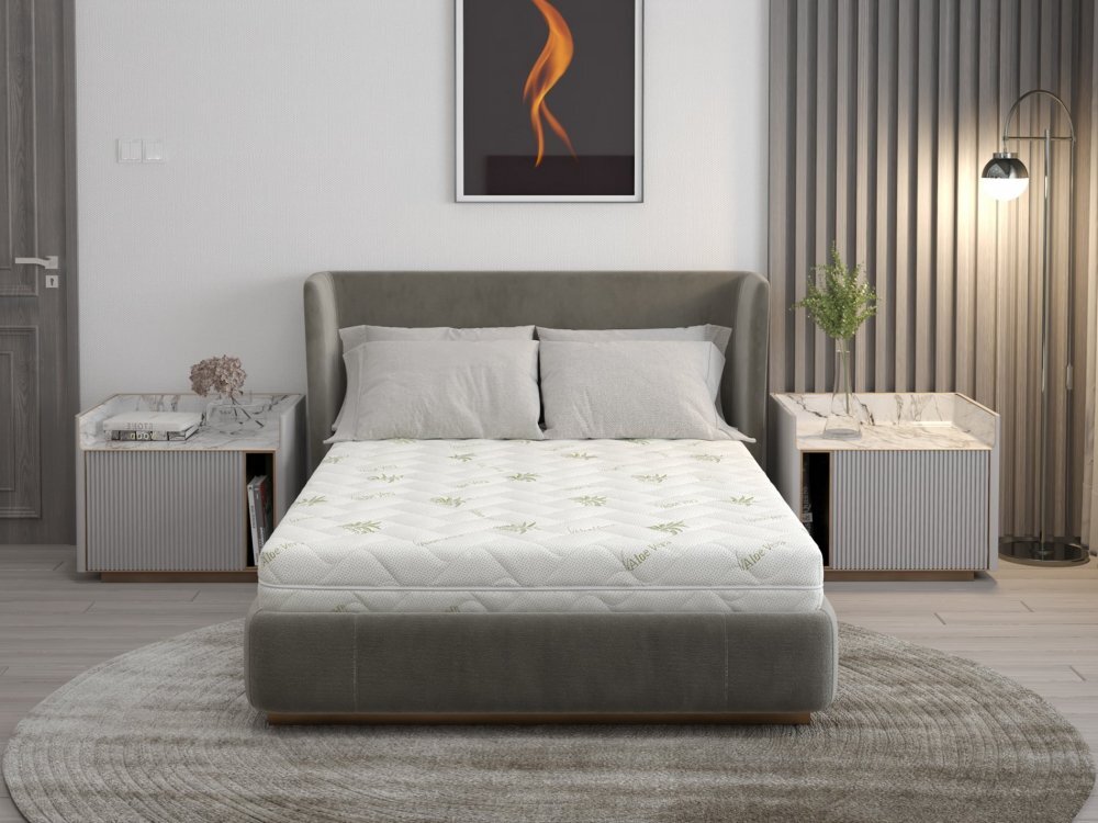 Somnart Saltea din spuma poliuretanica Confort 4Family Aloe Vera 140 x 200 x 14 cm cu husa detasabila