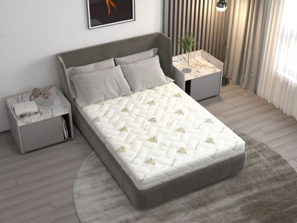 Somnart Saltea din spuma poliuretanica Confort 4Family Aloe Vera 140 x 200 x 14 cm cu husa detasabila