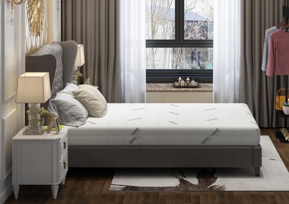 Somnart Saltea din spuma poliuretanica Somnomed Antiacaria 140 x 200 x 20 cm cu husa detasabila