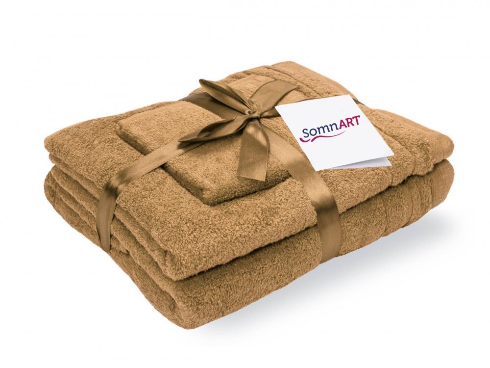 Somnart Set 3 prosoape din bumbac bej pentru fata corp si maini
