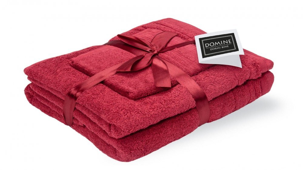 Somnart Set 3 prosoape din bumbac bordeaux Domine pentru fata corp si maini