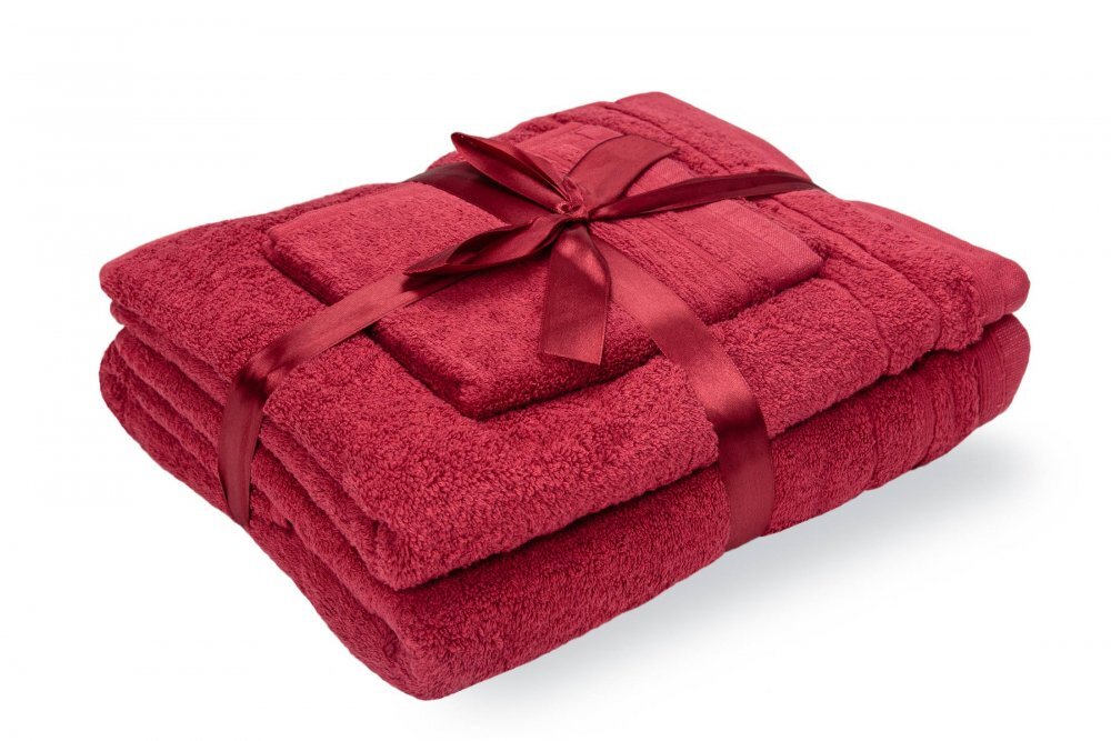 Somnart Set 3 prosoape din bumbac bordeaux pentru fata corp si maini