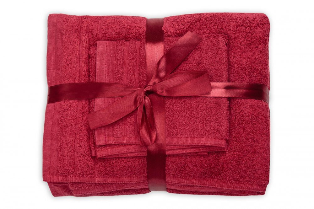 Somnart Set 3 prosoape din bumbac bordeaux pentru fata corp si maini