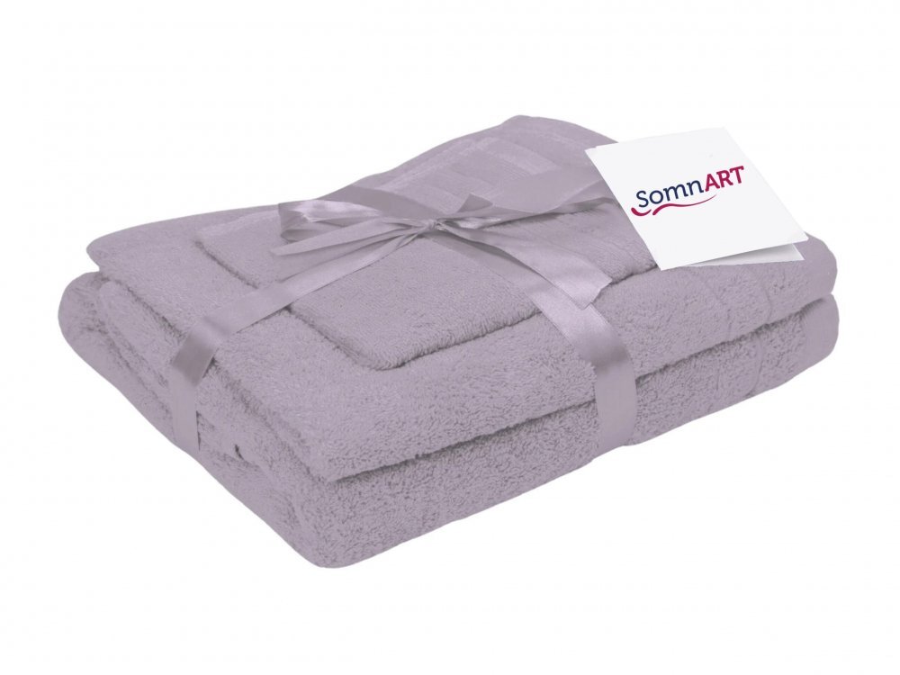 Somnart Set 3 prosoape din bumbac lila pentru fata corp si maini