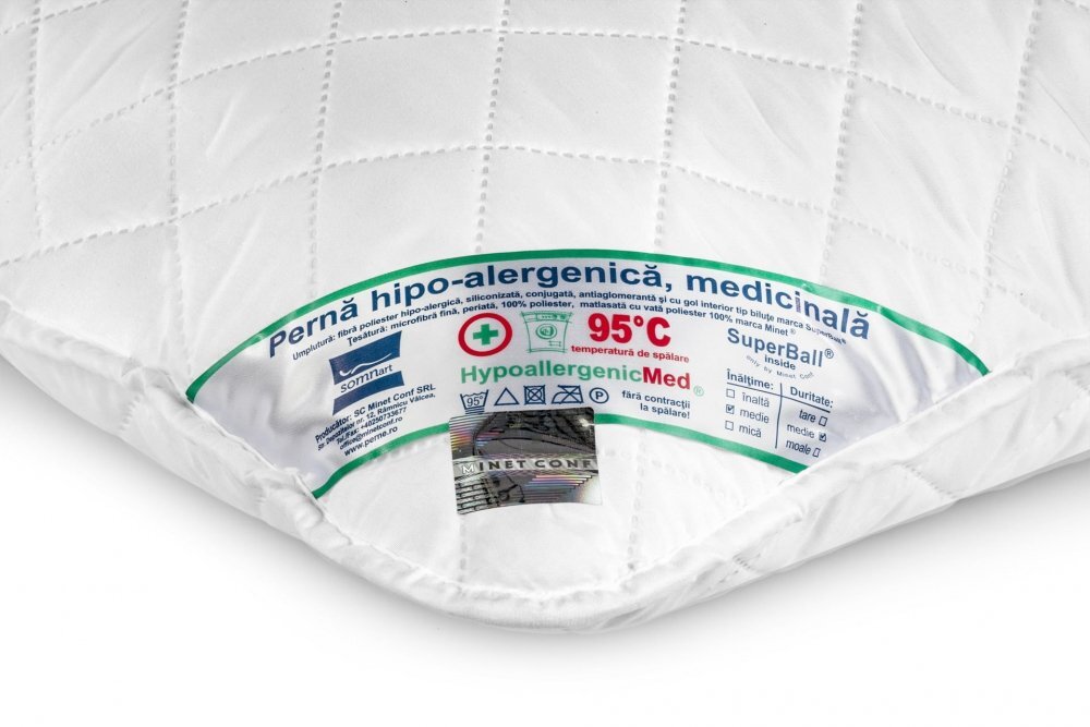 Somnart Set 4 perne HypoallergenicMed matlasate din microfibra lavabile la 95C 70 X 70 cm