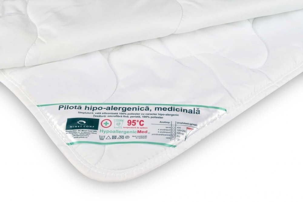 Somnart Set Baby HypoallergenicMed perna 40x60 cm si pilota 100x140 cm hipoalergenica pentru bebelusi