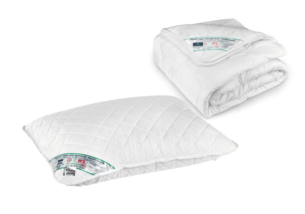 Somnart Set Baby HypoallergenicMed perna 40x60 cm si pilota 100x140 cm hipoalergenica pentru bebelusi