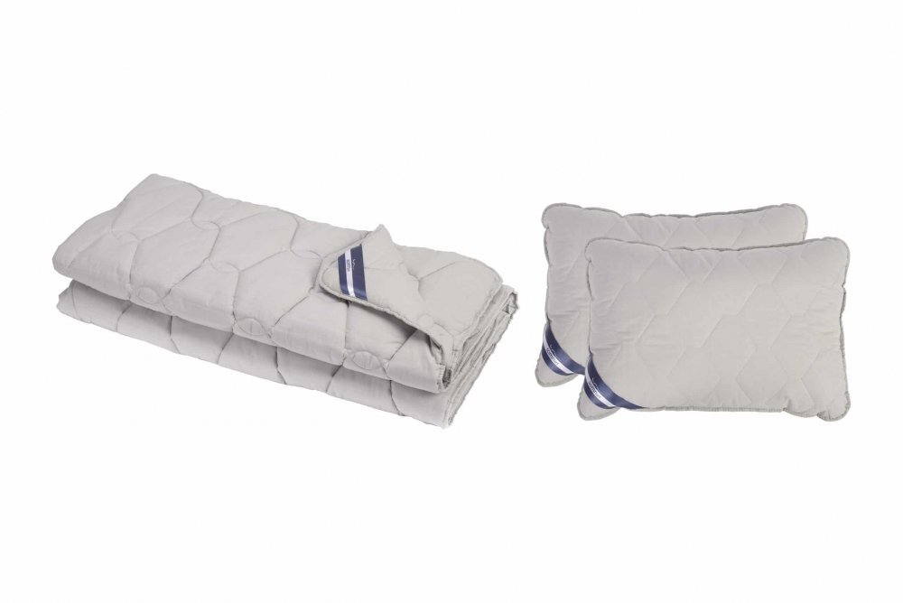 Somnart Set Bella cu pilota 180 x 200 model biscuite si 2 perne 50 x 70 cm din bumbac gri