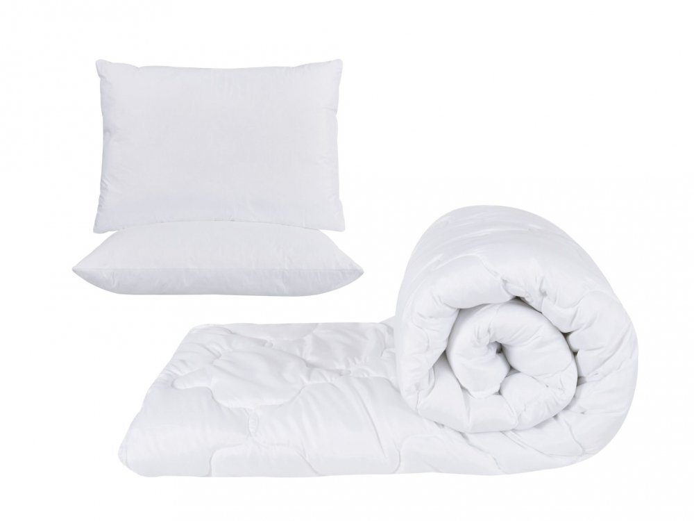 Somnart Set cu pilota 180 x 200 cm si 2 perne matlasate 50 x 70 cm alb