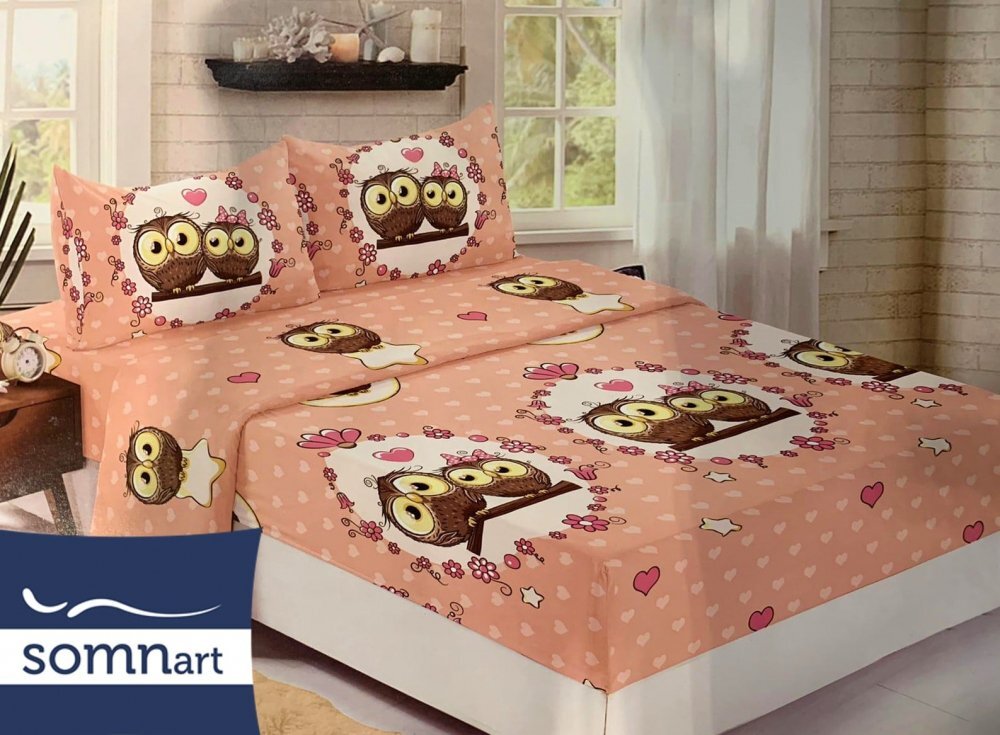 Somnart Set husa de pat din finet cu 2 fete de perna Soft Magnolia 160 x 200 cm