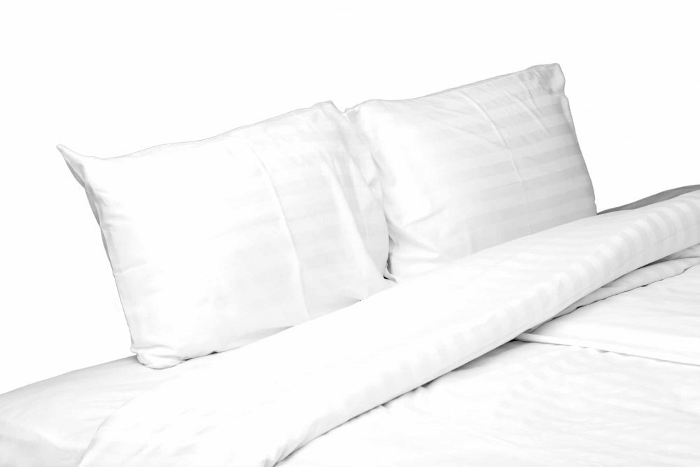 Somnart Set lenjerie de pat alba din bumbac damasc cu 4 piese pentru 2 persoane 220x260 cm