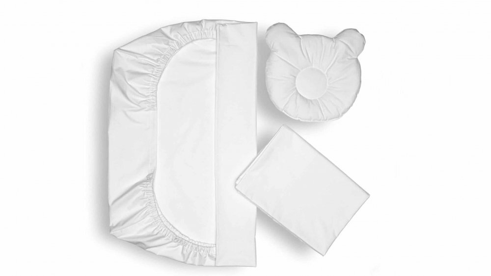 Somnart Set lenjerie pentru patut si pernuta pentru formarea capului bebelusului Alb din bumbac 120x60 cm