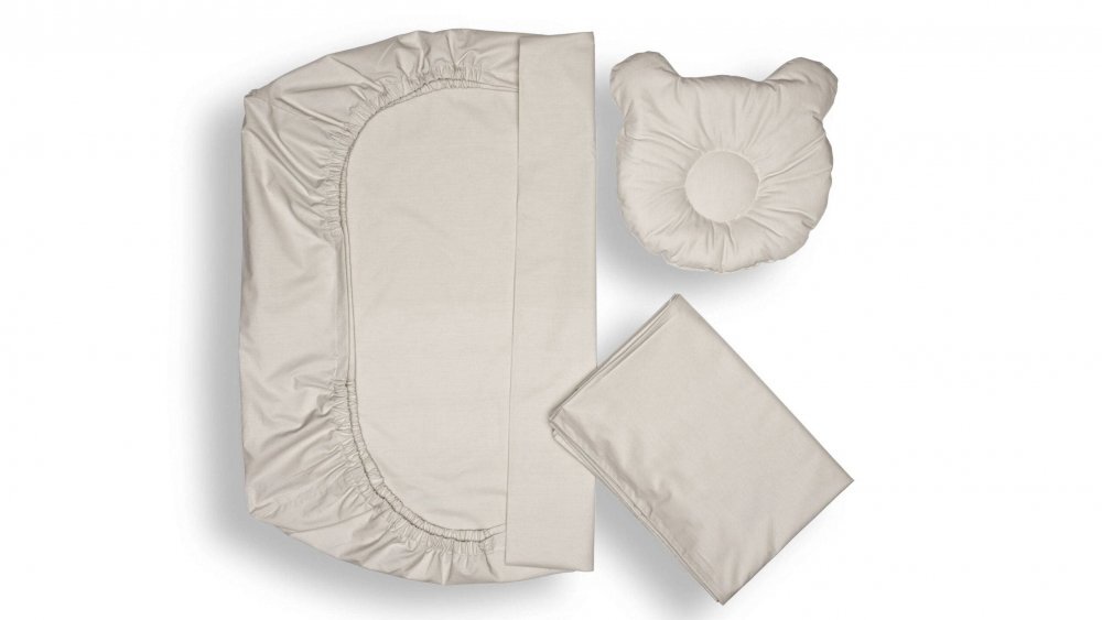 Somnart Set lenjerie pentru patut si pernuta pentru formarea capului bebelusului Gri deschis din bumbac 120x60 cm