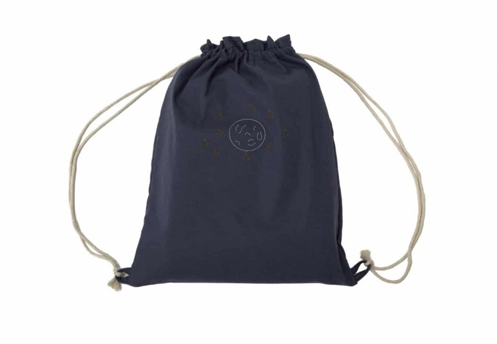 Somnart Set paturica perna si rucsac cu broderie din in albastru