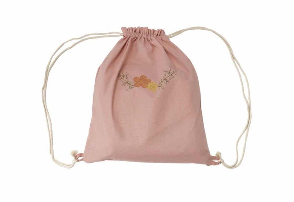 Somnart Set paturica perna si rucsac cu broderie din in roz